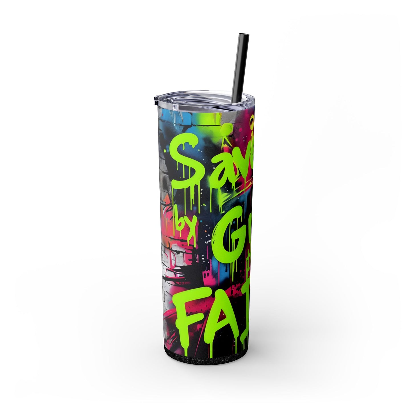 'Saved by Grace through Faith' Skinny Tumbler with Straw - 20oz