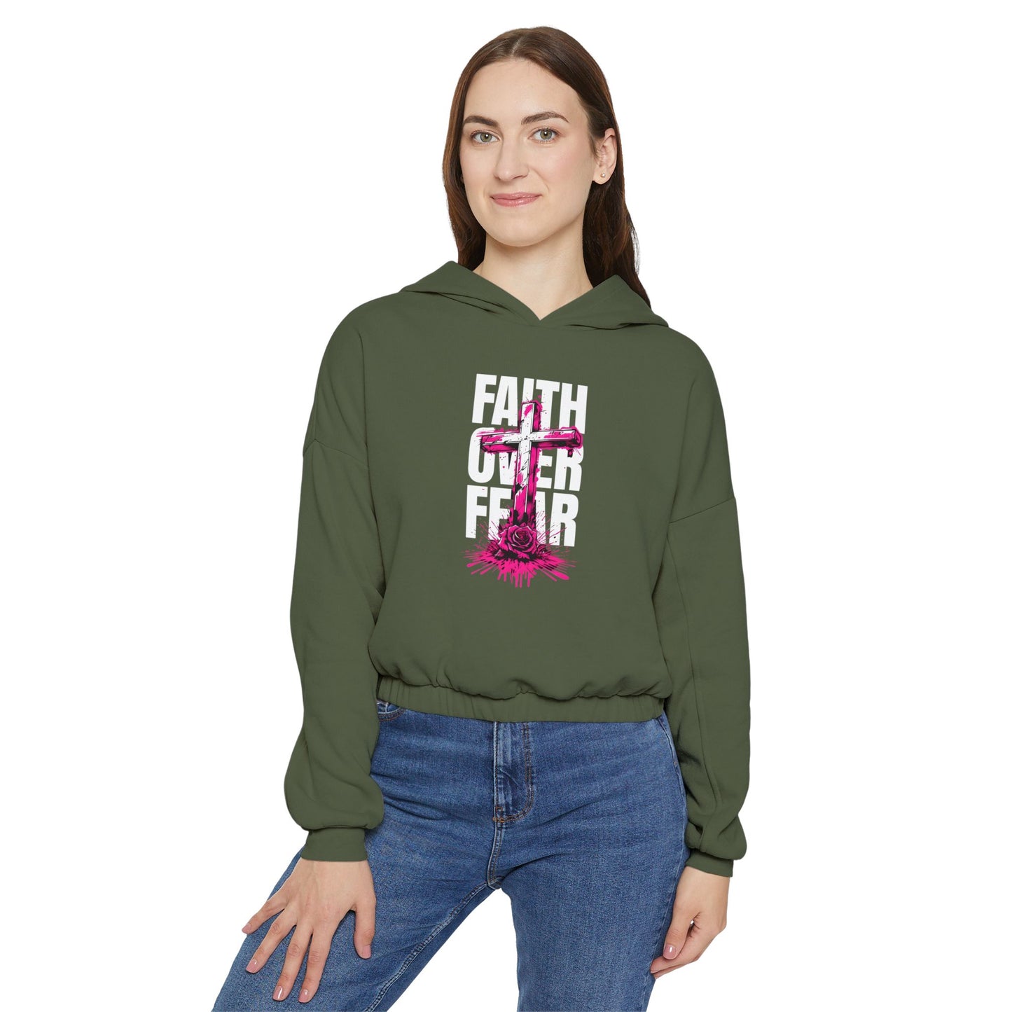 Faith Over Fear Women's Cinched Bottom Hoodie Pullover