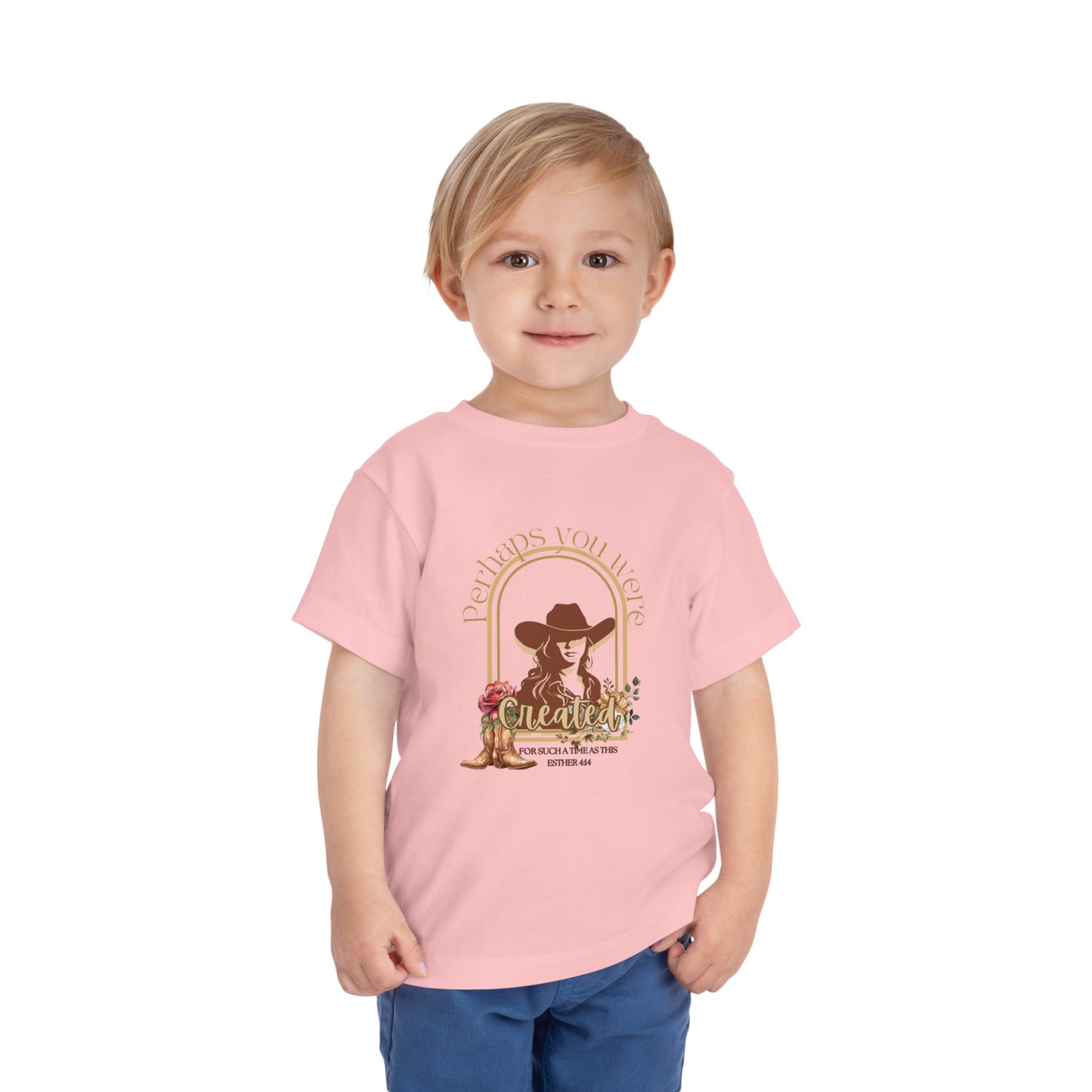 'Esther's Arise' - Toddler Short Sleeve Tee - 'Created for Such a Time as This' Vintage Cowgirl Design