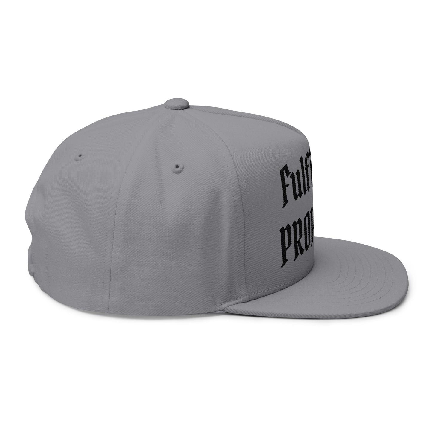 Fulfilling Prophecy Flat Bill Cap — Embroidered Hebrews 10:7 Snapback