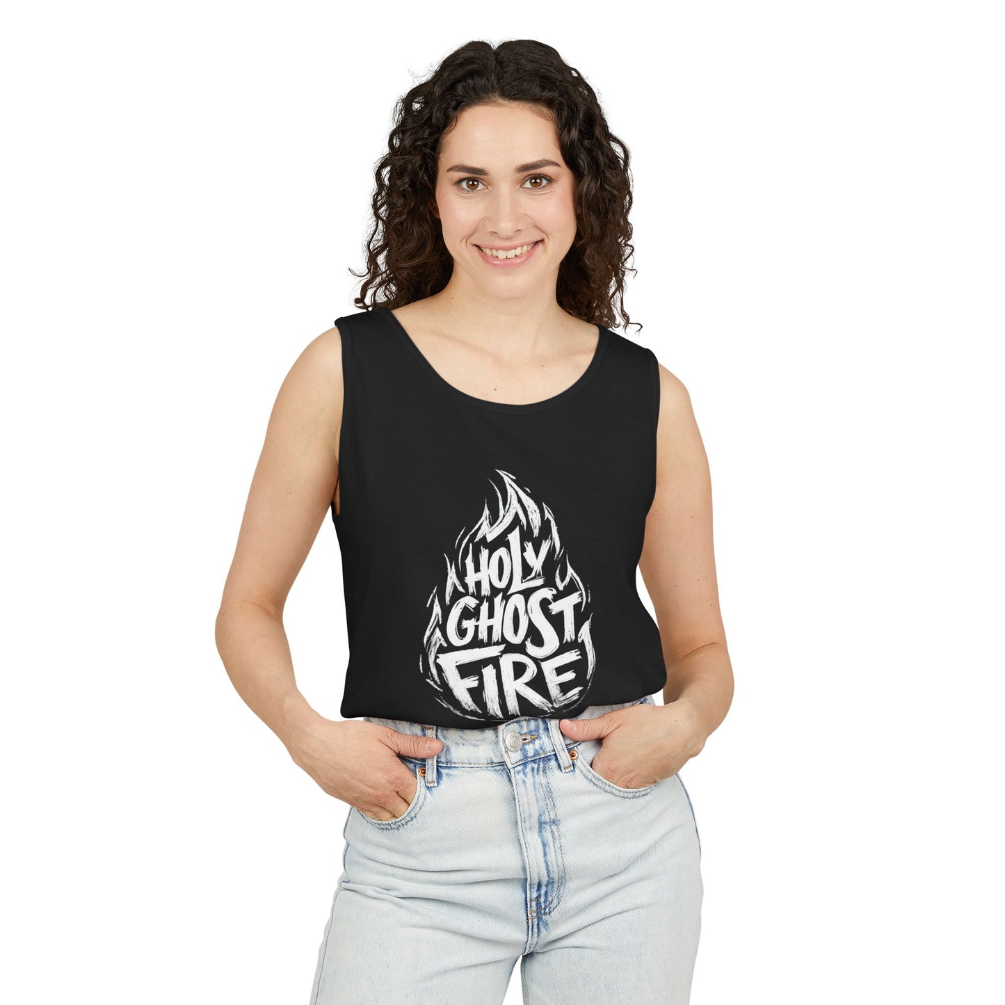 Holy Ghost Fire Unisex Garment-Dyed Tank Top - Spiritual Vibe