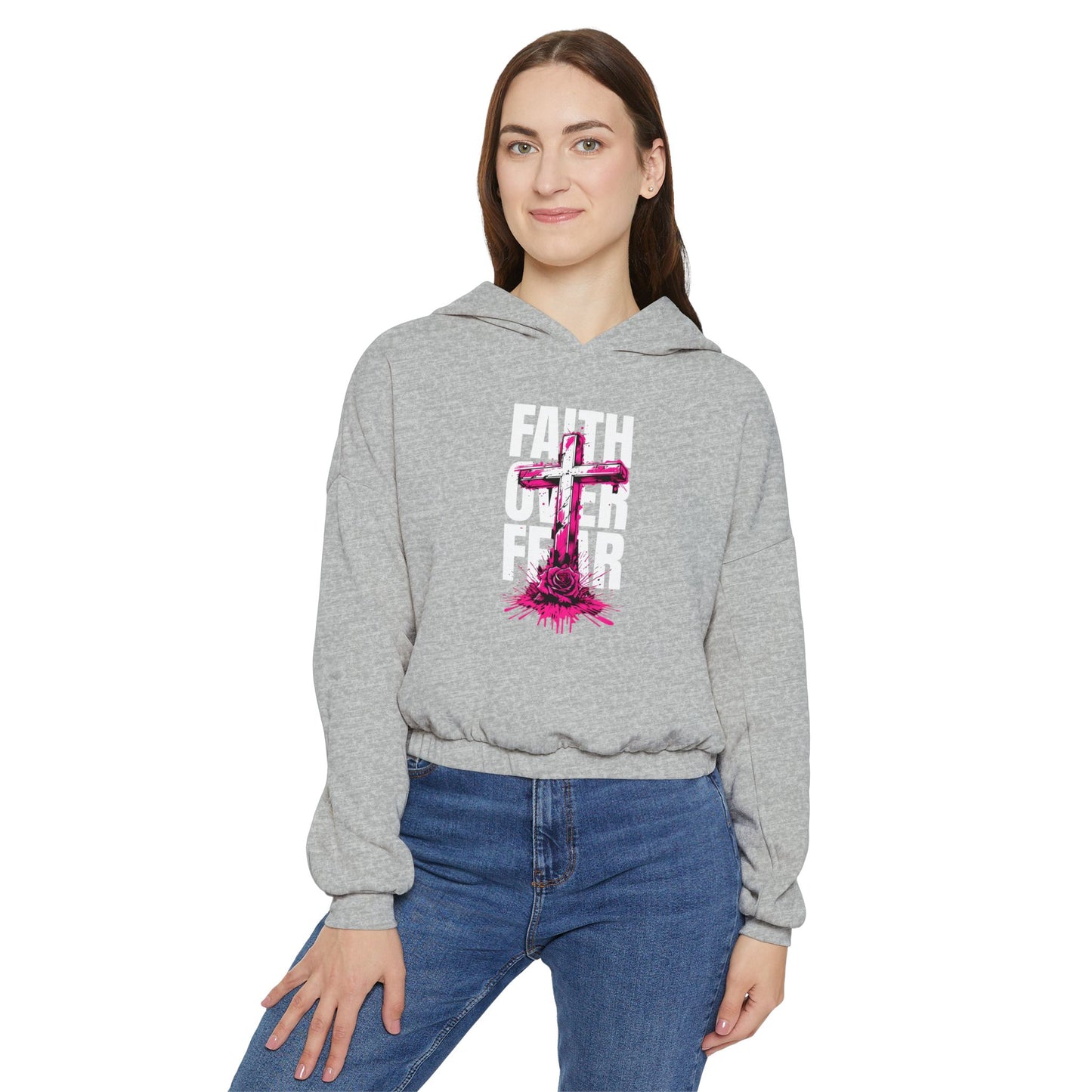 Faith Over Fear Women's Cinched Bottom Hoodie Pullover