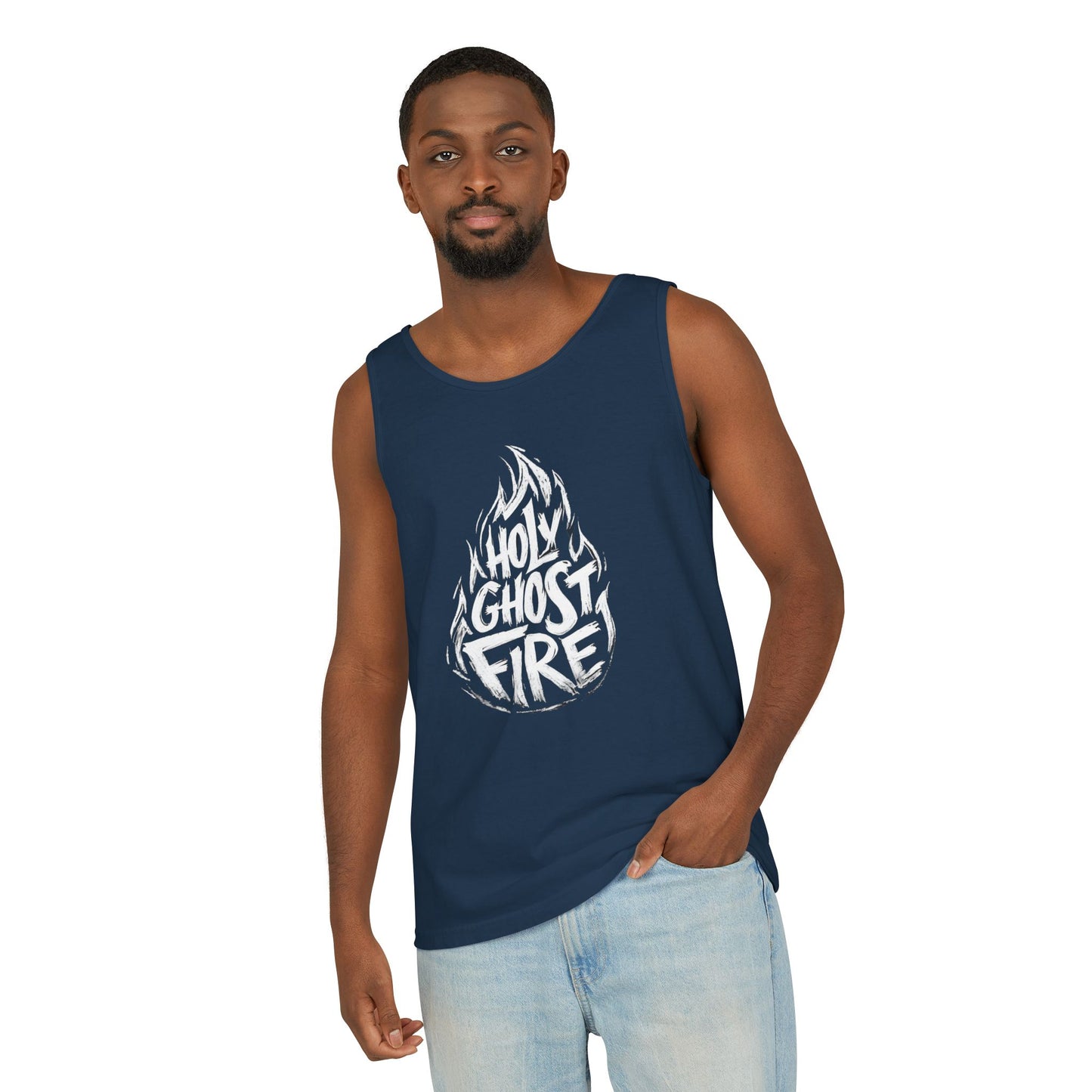 Holy Ghost Fire Unisex Garment-Dyed Tank Top - Spiritual Vibe