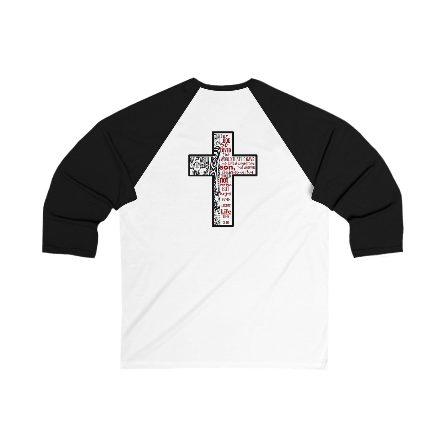 'Iesu Kristo' Poly Design 3/4 Sleeve Baseball Tee Unisex