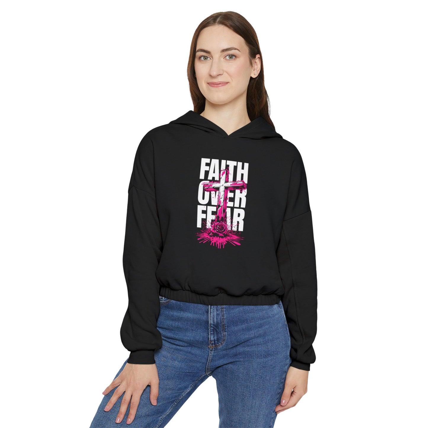 Faith Over Fear Women's Cinched Bottom Hoodie Pullover