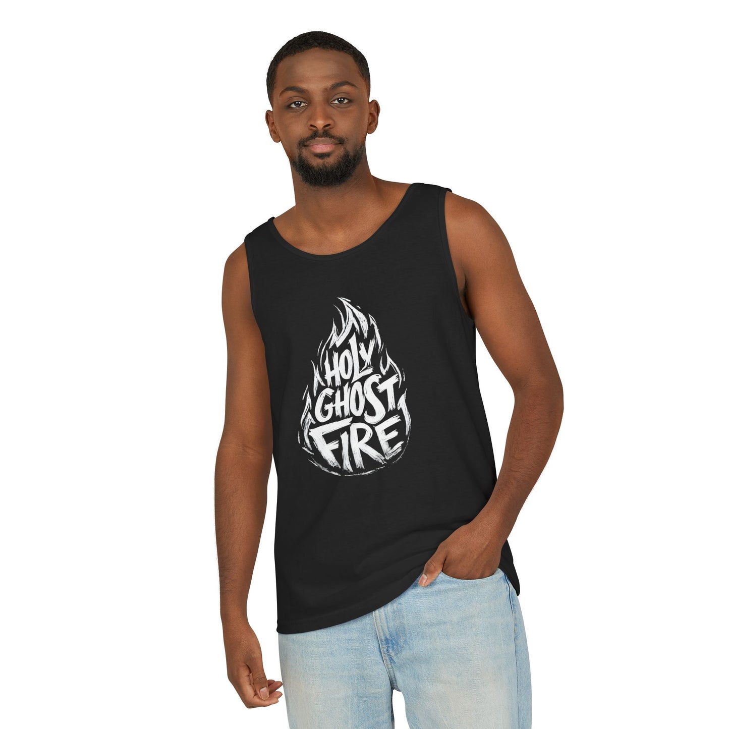 Holy Ghost Fire Unisex Garment-Dyed Tank Top - Spiritual Vibe