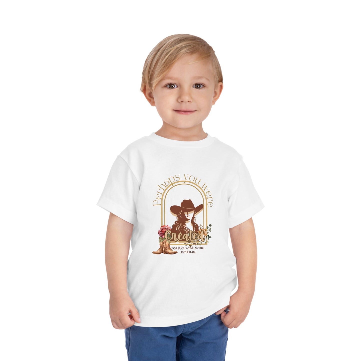 'Esther's Arise' - Toddler Short Sleeve Tee - 'Created for Such a Time as This' Vintage Cowgirl Design