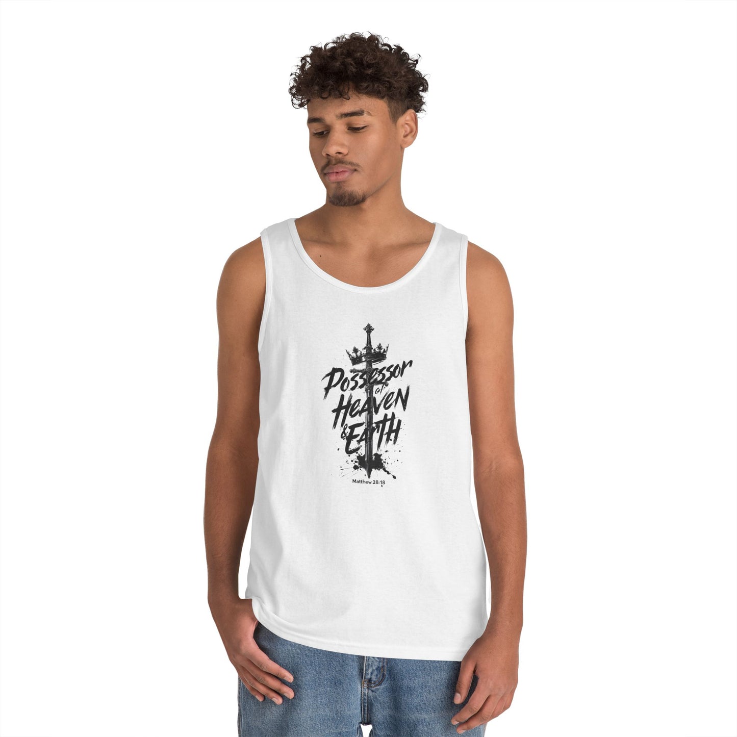 'Possessor of Heaven & Earth' - Men's Heavy Cotton Tank Top