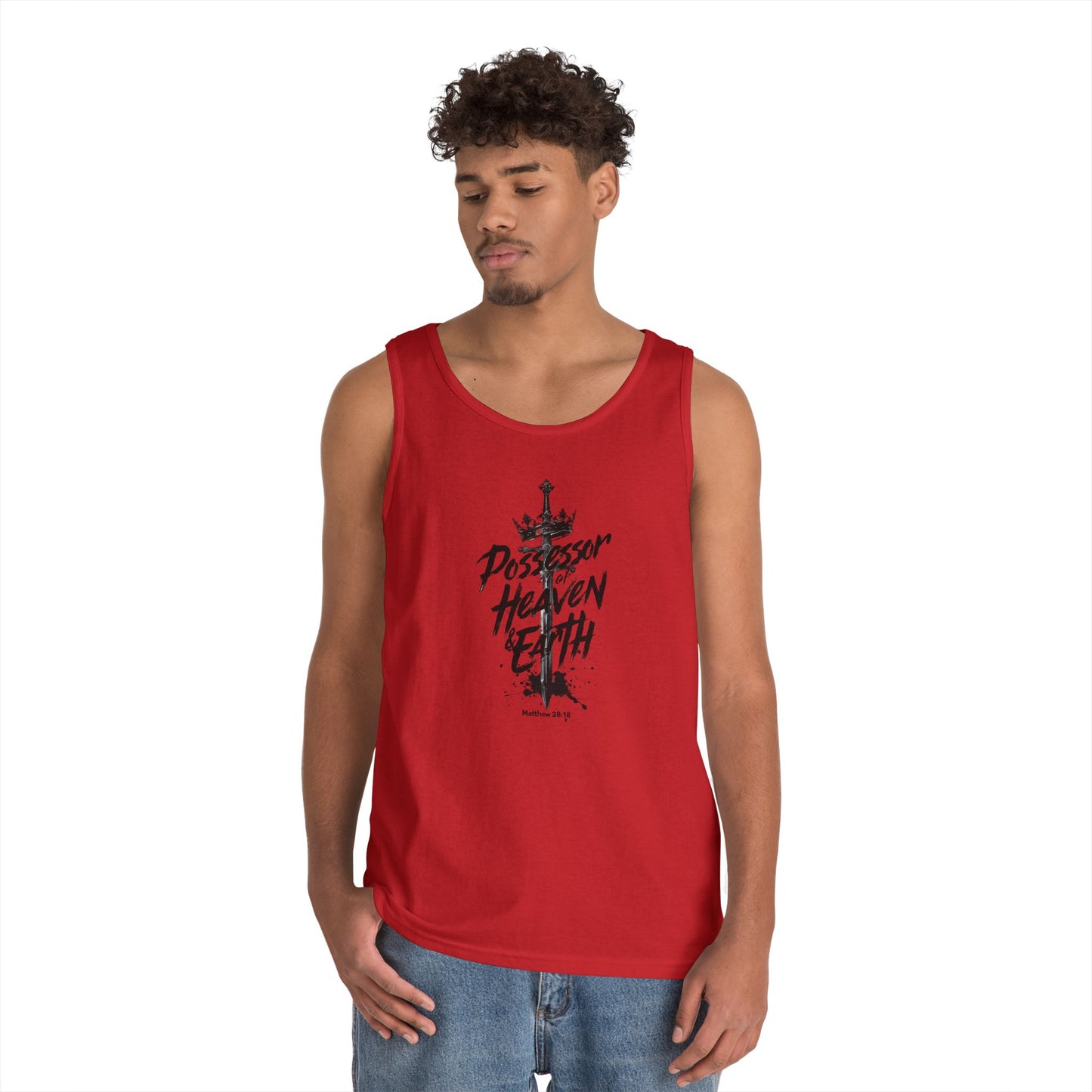 'Possessor of Heaven & Earth' - Men's Heavy Cotton Tank Top