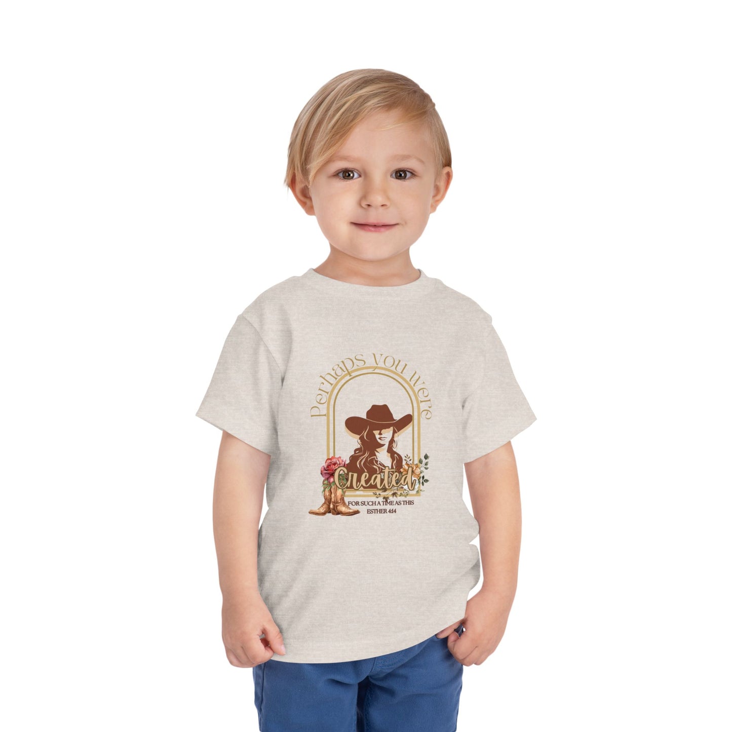 'Esther's Arise' - Toddler Short Sleeve Tee - 'Created for Such a Time as This' Vintage Cowgirl Design