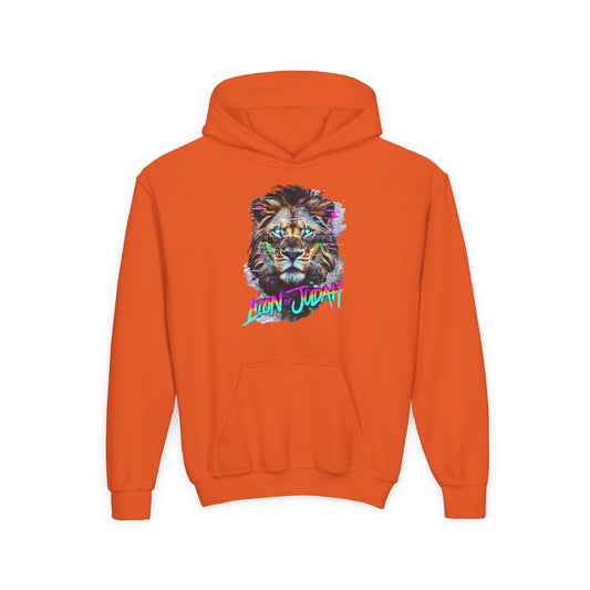 Youth Heavy Blend Hooded Sweatshirt - Colorful Lion Design
