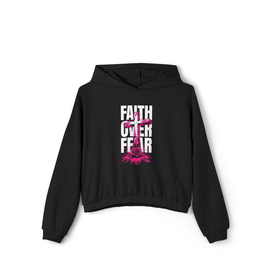 Faith Over Fear Women's Cinched Bottom Hoodie Pullover