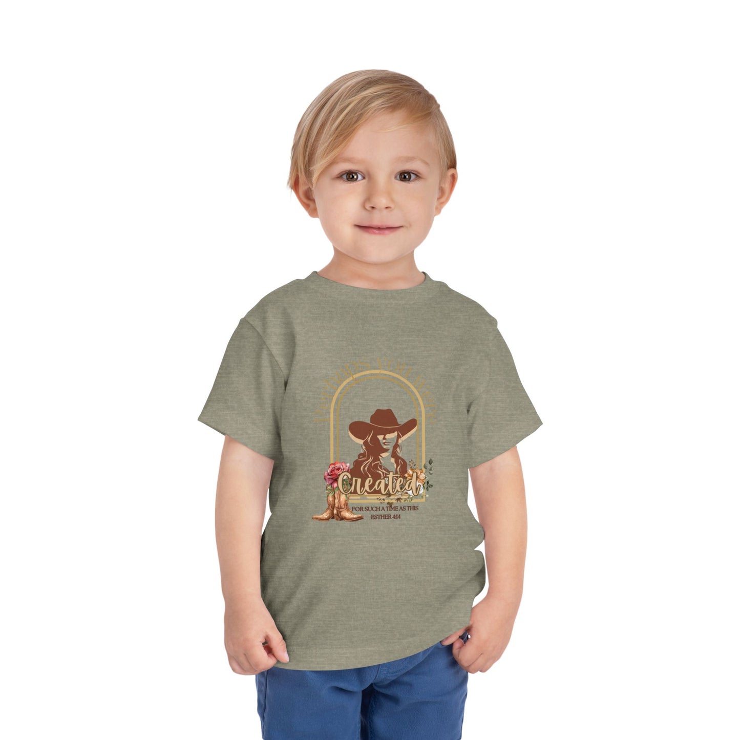 'Esther's Arise' - Toddler Short Sleeve Tee - 'Created for Such a Time as This' Vintage Cowgirl Design