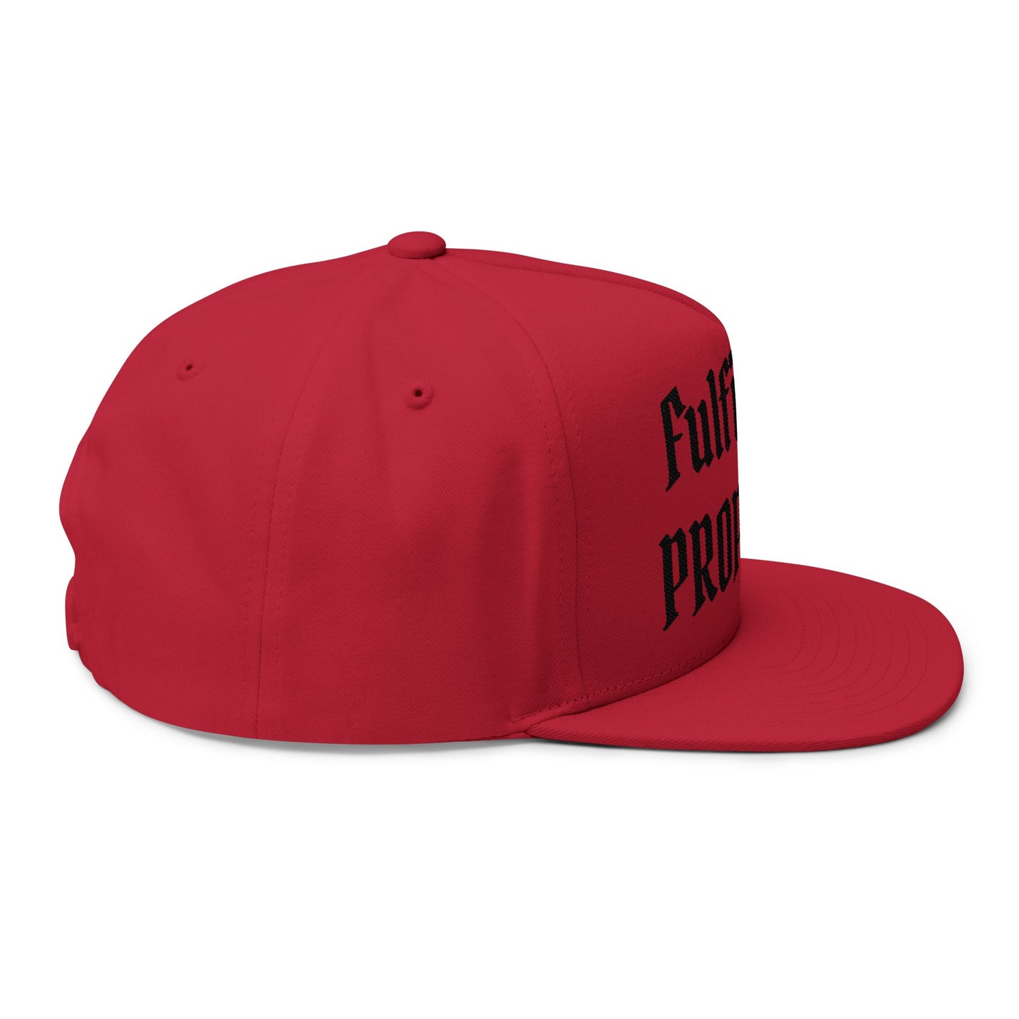 Fulfilling Prophecy Flat Bill Cap — Embroidered Hebrews 10:7 Snapback