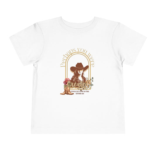 'Esther's Arise' - Toddler Short Sleeve Tee - 'Created for Such a Time as This' Vintage Cowgirl Design